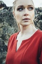 Unterkleid "Silke" rot langarm bodenlang 100% Baumwolle Leonardo Carbone 4899r
