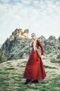 Unterkleid "Silke" rot langarm bodenlang 100% Baumwolle Leonardo Carbone 4899r