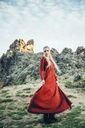 Unterkleid "Silke" rot langarm bodenlang 100% Baumwolle Leonardo Carbone 4899r