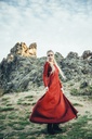 Unterkleid "Silke" rot langarm bodenlang 100% Baumwolle Leonardo Carbone 4899r