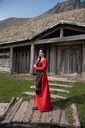 Unterkleid "Silke" rot langarm bodenlang 100% Baumwolle Leonardo Carbone 4899r