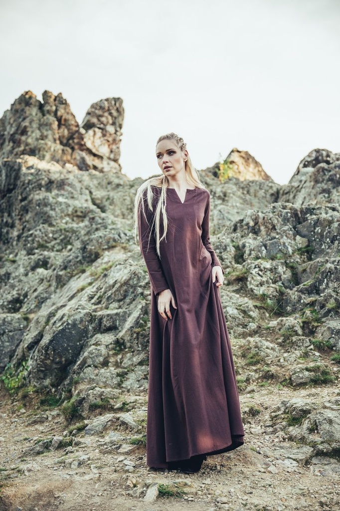 Unterkleid "Silke" braun langarm bodenlang 100% Baumwolle Leonardo Carbone 4899d