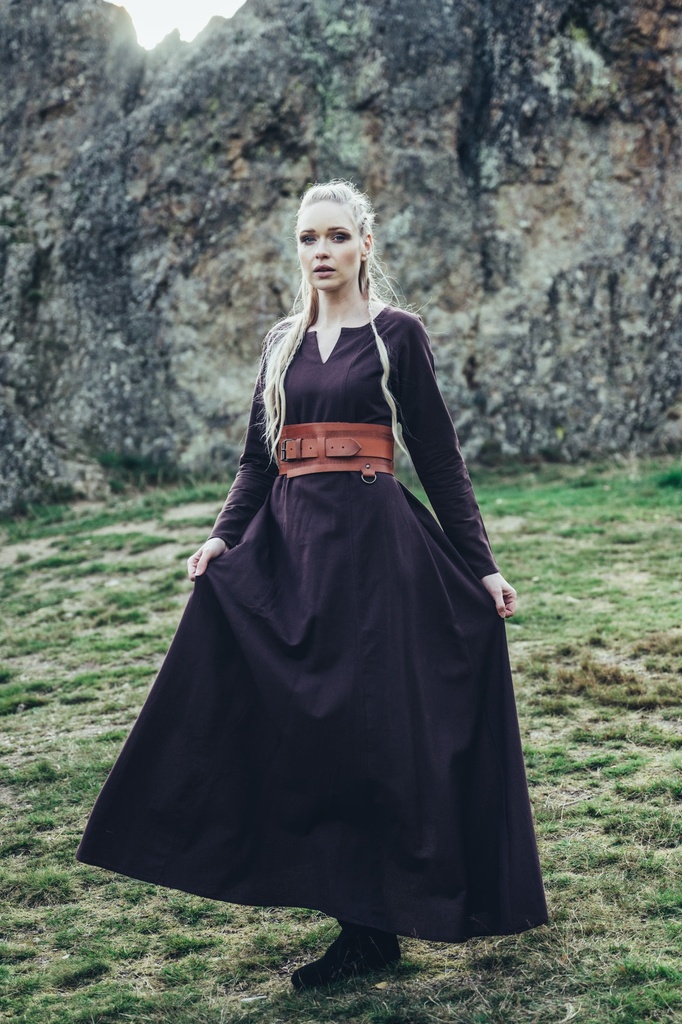 Unterkleid "Silke" braun langarm bodenlang 100% Baumwolle Leonardo Carbone 4899d