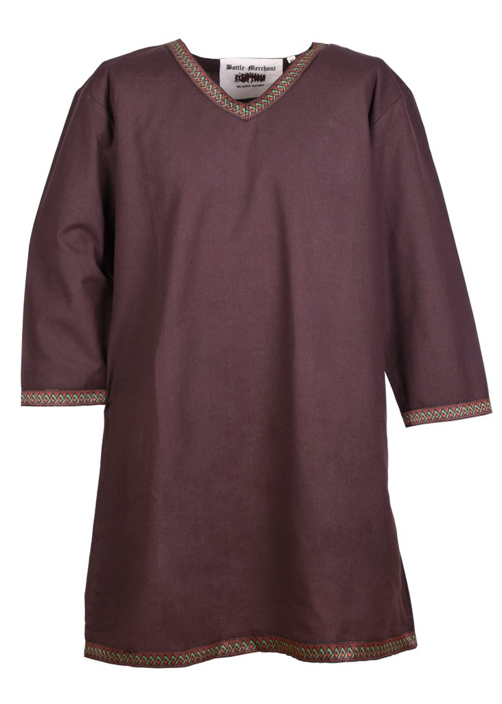 [32076] Langtunika aus Baumwolle Wikinger Tunika braun - Wikingerlook vom Mittelalter Shop