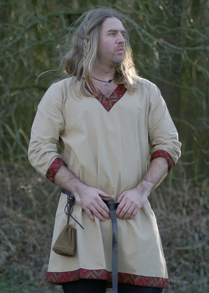 [32077] Langtunika aus Baumwolle Wikinger Tunika natur - Wikingerlook vom Mittelalter Shop