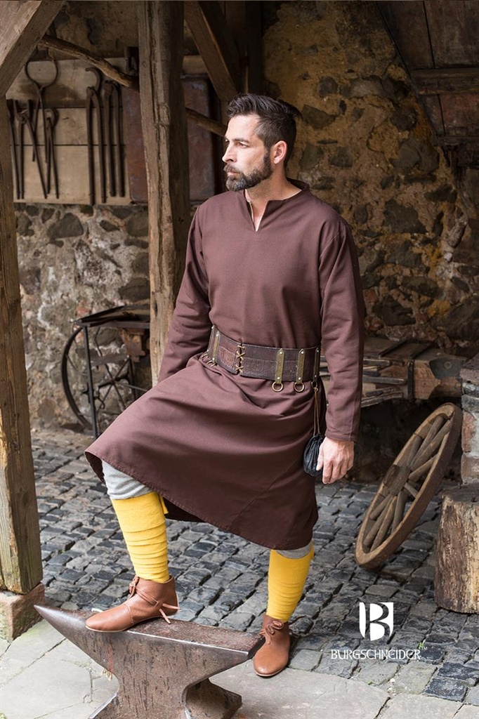 [010030CN34-S] Tunika Ekwin, Braun Mittelalterliches vom Burgschneider (S)