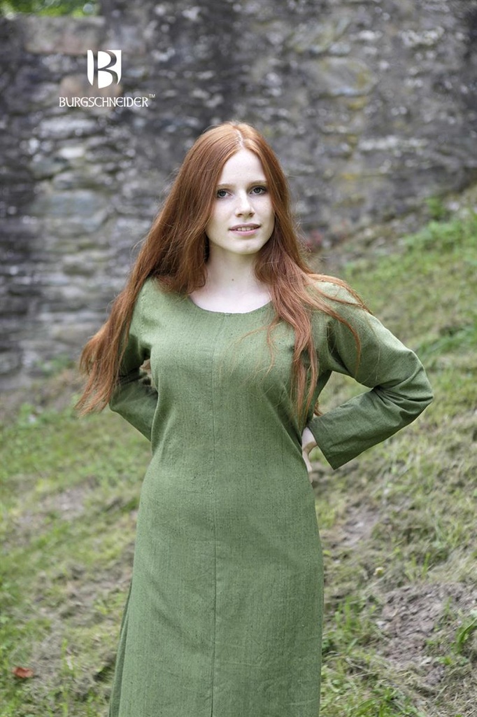 Unterkleid Freya - Lindgrün: Authentisches Untergewand für LARP und Reenactment