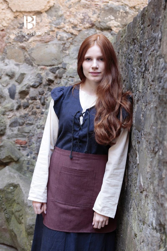 [030001SA32-S] Frauengewand Agga mit Schürze, Blau Mittelalterliches vom Burgschneider (S)