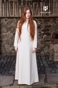 Knöchellanges Unterkleid Feme natur - Mittelalter Baumwolle mit Zierstichen & geschlitztem Ausschnitt