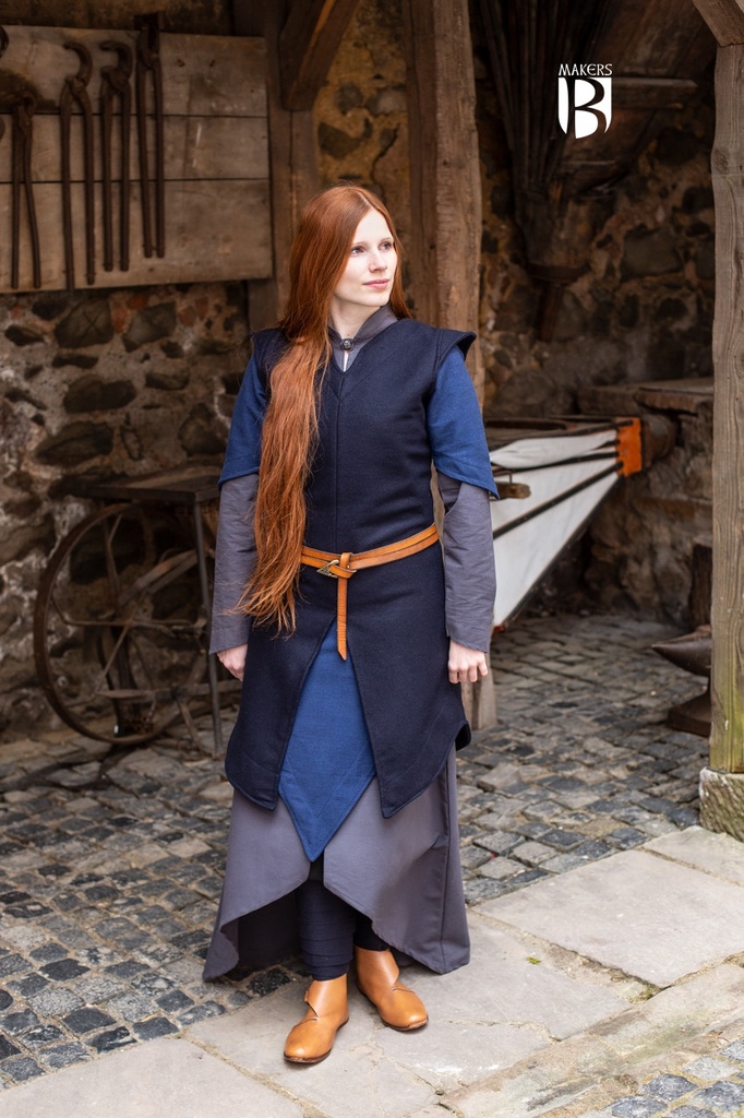 Tunika "Meril" in Blau – Mittelalterliche Ärmellose Wollfilz-Tunika für LARP und Reenactment 