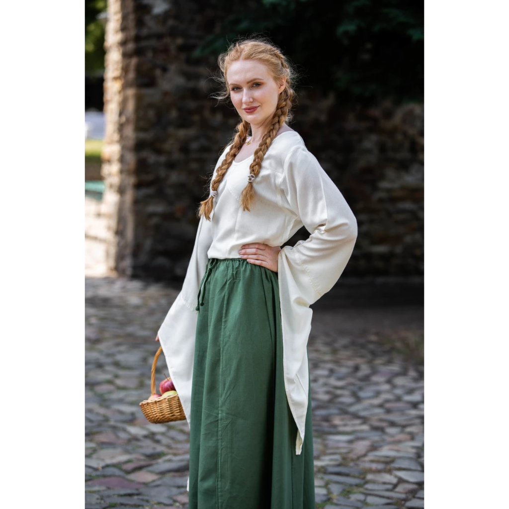 [14454-019] Bluse mit weiten Trompetenärmeln für Mittelalter & Larp (XS)