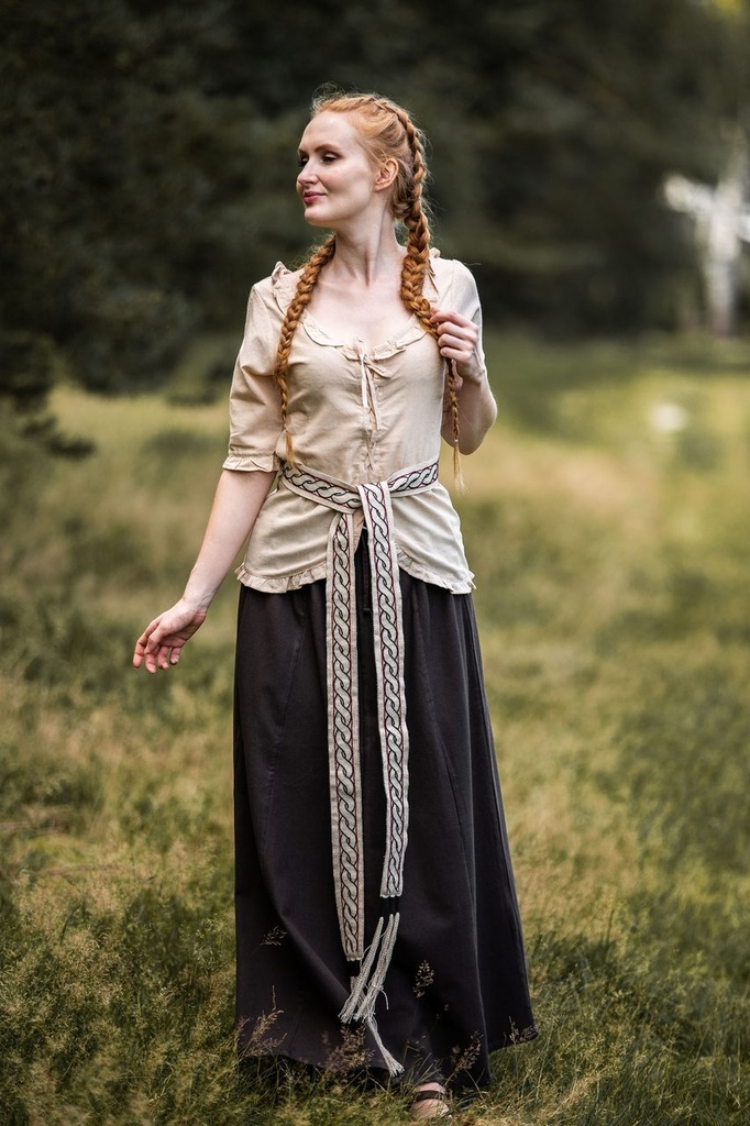 [14457-001] Bluse mit Schnürung und kurzen Ärmeln gerüscht für Mittelalter & Larp (XS)