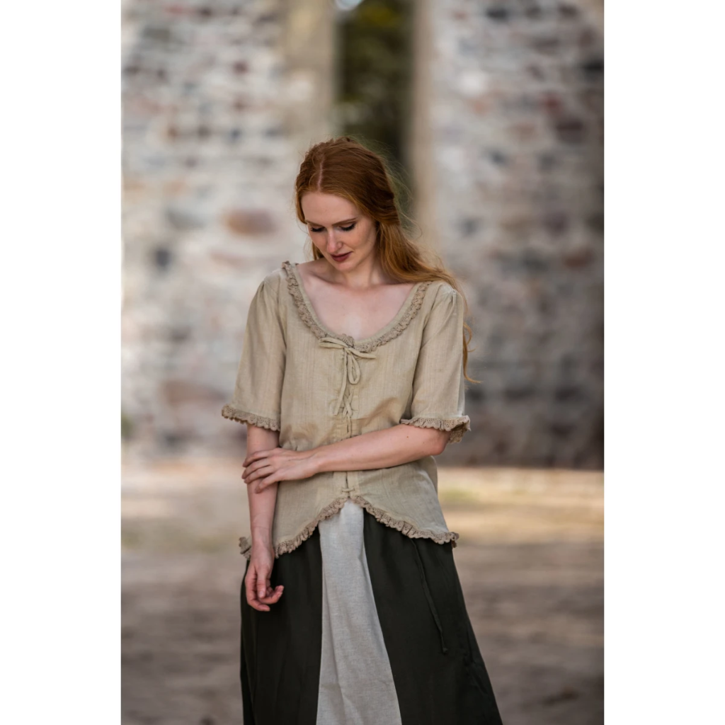 [14460-001] Kurzarmbluse "Gabriela" Hanf (XS)