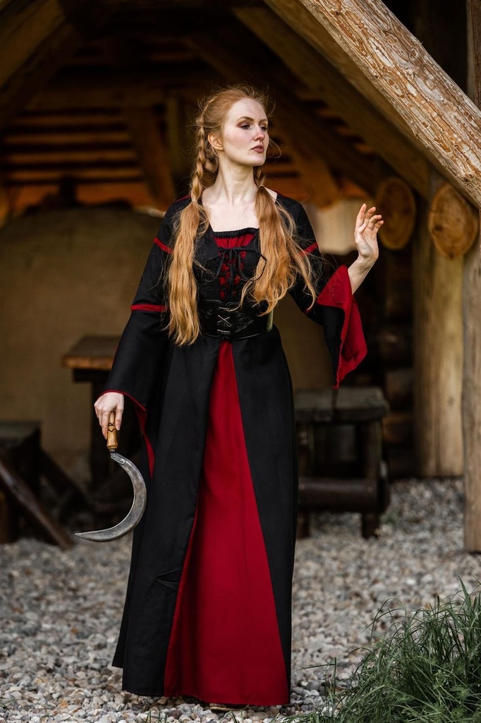 [14477-001] Viskosekleid „Berblin“ – Eleganz mit mittelalterlicher Inspiration (XS)