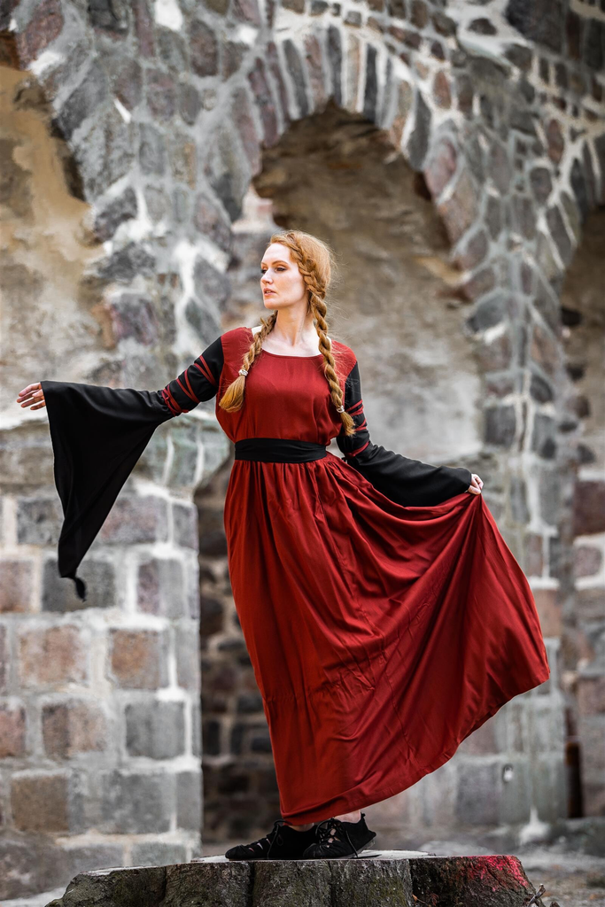 [14479-001] Mittelalterkleid "Dorell" mit weiten Ärmeln für Mittelalter & Larp (XS)