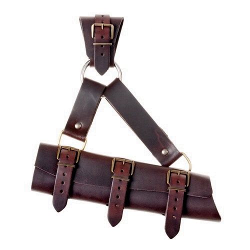 [04 SSG 3.sch-br] Larp Schwertgehänge mit Ring Leder - Accessoire für Larp & Mittelalter (schwarz-braun)