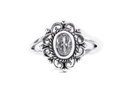 Ring mit Kristall weiß 'Ciscandra' Blume Mittelalter Ornament Silber