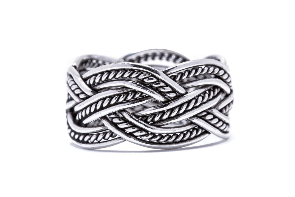 [17263-005] Ring Flechtring 'Zoran' Silber Handgeschmiedet 1,3 cm Wikinger Schmuck (15,5/58)