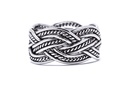 Breiter Wikinger-Ring "Zoran" aus 925er Sterlingsilber – 12 mm handgeschmiedeter Ring mit Zopfmuster 