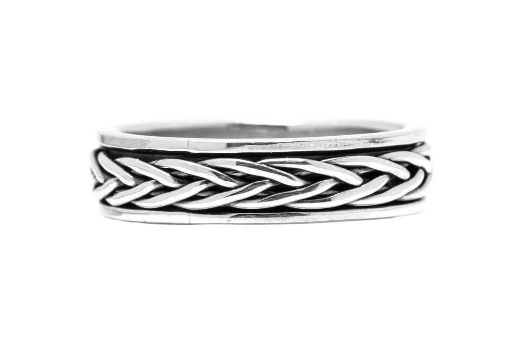 Ring Wira Drehring aus Silber 925 – Wikinger Bandring mit Flechtmuster 5,5 mm