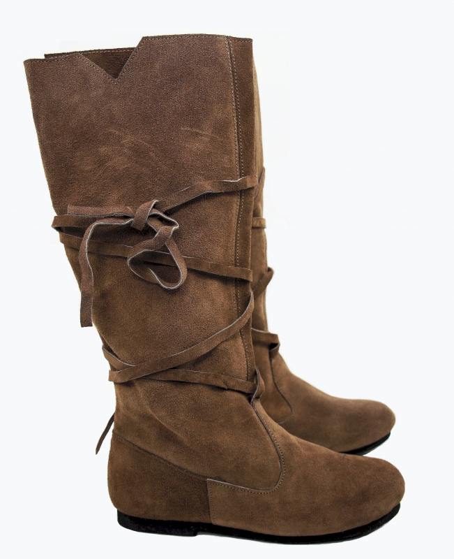 [31529-001] Mittelalterstiefel aus Wildleder braun - Mittelalterliches Schuhwerk (36)