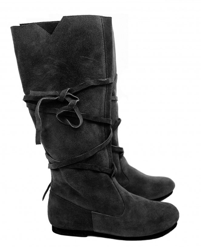 [31530-001] Mittelalterstiefel aus Wildleder schwarz - Mittelalterliches Schuhwerk (36)