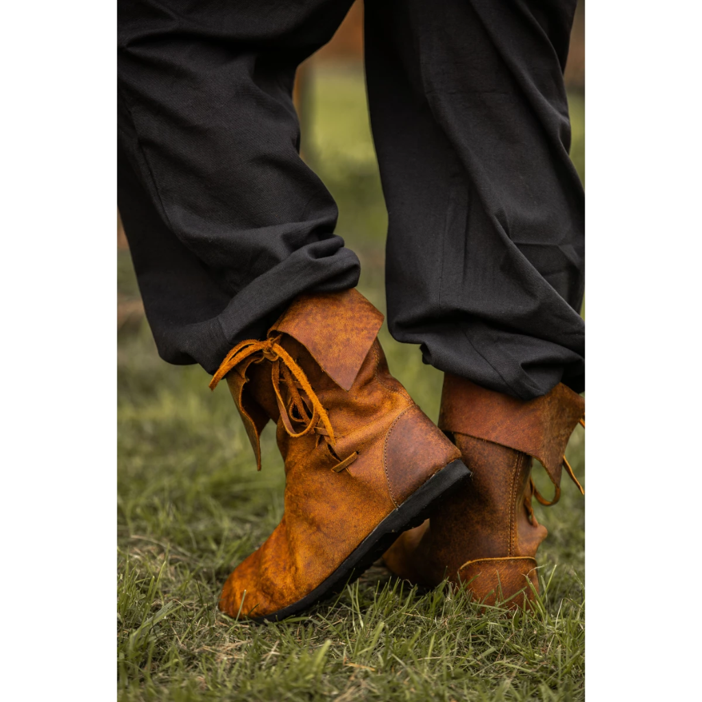 Mittelalter Stulpenstiefel aus Nubukleder braun - Mittelalterliches Schuhwerk