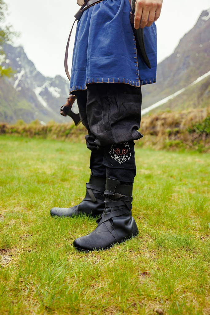 Wikingerstiefel Haithabu aus Nubukleder schwarz - Mittelalterliches Schuhwerk