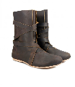Wikingerstiefel Haithabu aus Nubukleder braun mit Ledersohle - Mittelalterliches Schuhwerk