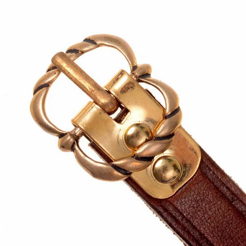 [10 MA-15 Nevi.br] Mittelaltergürtel mit Bronze Schnalle "Neville" 1,5 cm Ledergürtel Spätmittelalterlicher Gürtel (braun)