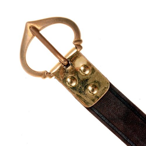 [10 MA-2 Pemb.nl.br] Mittelaltergürtel "Pembroke" mit Bronzeschnalle Ledergürtel 2,0 cm - Accessoire für Mittelalter Reenactment, Larp & Fantasy Gewandung (S, braun)