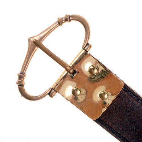 [31646-003] Mittelaltergürtel "Chevalier" mit Bronzeschnalle Ledergürtel 3,0 cm breit - Accessoire für Mittelalter Reenactment, Larp & Fantasy Gewandung (S, braun)