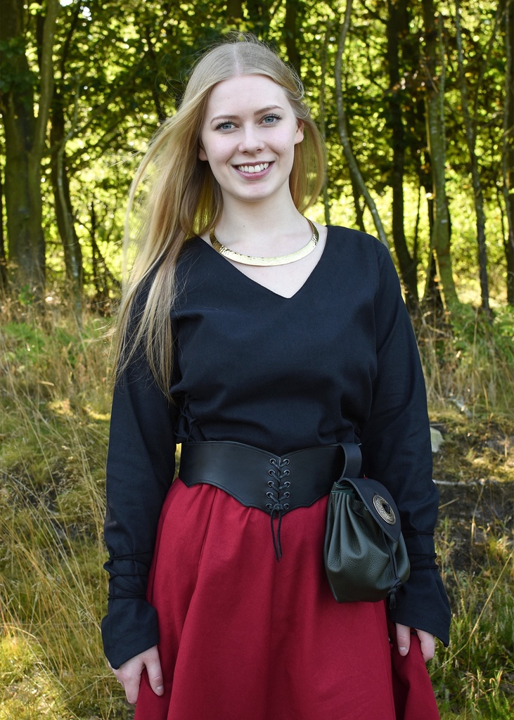 Mittelalterbluse Aila mit Schnürung schwarz 100% Baumwolle Mittelalter Larp