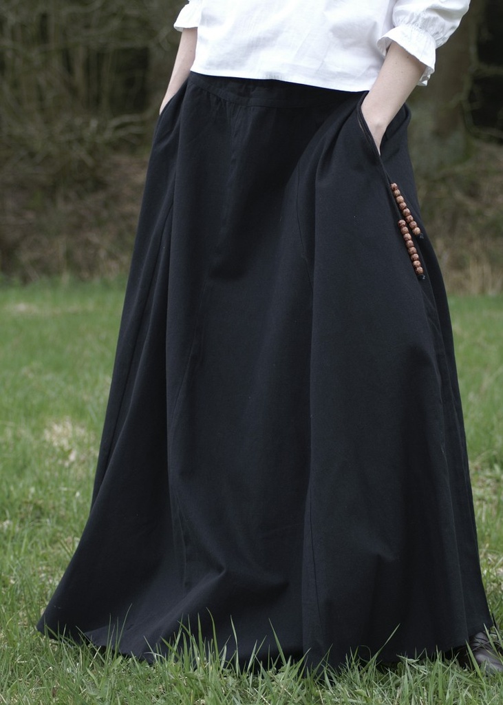 [31975-001] Mittelalterlicher Rock weit ausgestellt schwarz, 100% Baumwolle  Mittelalter Kostüm Historisches Gewand (M)