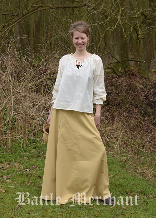 Mittelalterlicher Rock weit ausgestellt beige, 100% Baumwolle  Mittelalter Kostüm Historisches Gewand