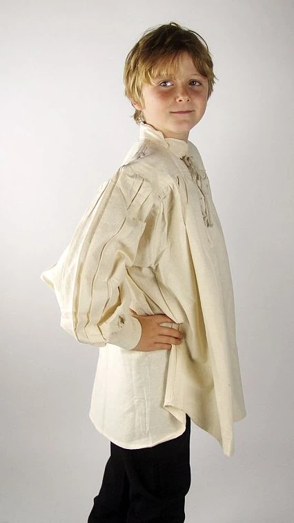 [32000-001] Kinderhemd Stehkragenhemd Schnürhemd für Kinder - Gewand für Mittelalter, Larp und Reenactment (146/152 (10 - 11 Jahre))