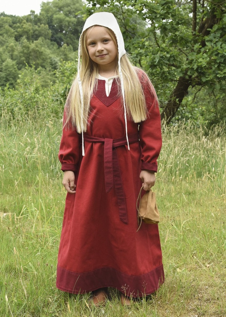 Kinder Wikingerkleid Mittelalterkleid Solveig  rot, Baumwolle - Gewand für Mittelalter, Larp und Reenactment