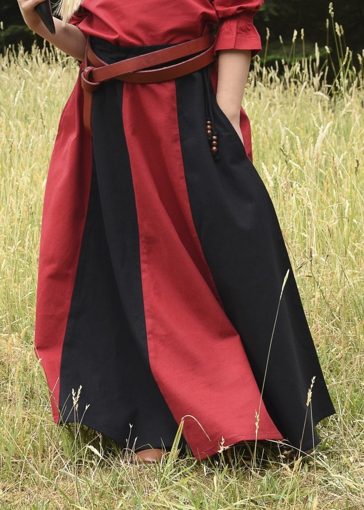 [32012-001] Kinder Mittelalter Rock Lucia schwarz-rot, Baumwolle - Gewand für Mittelalter, Larp und Reenactment (110)