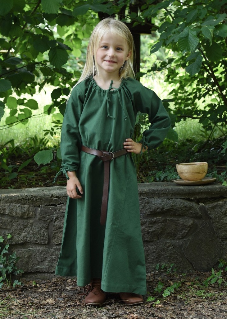 [32017-001] Kinder Mittelalterkleid Ana grün100% Baumwolle - Gewand für Mittelalter, Larp und Reenactment (110)