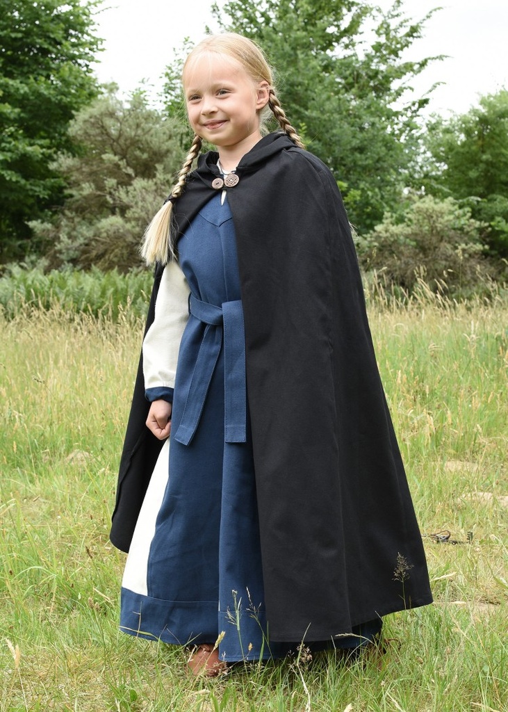 [32026-001] Umhang für Kinder Paul, schwarz - Gewand für Mittelalter, Larp und Reenactment (110)