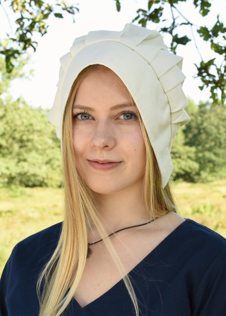 Mittelalterliche Haube mit gelegten Falten - Mittelalter Larp Reenactment