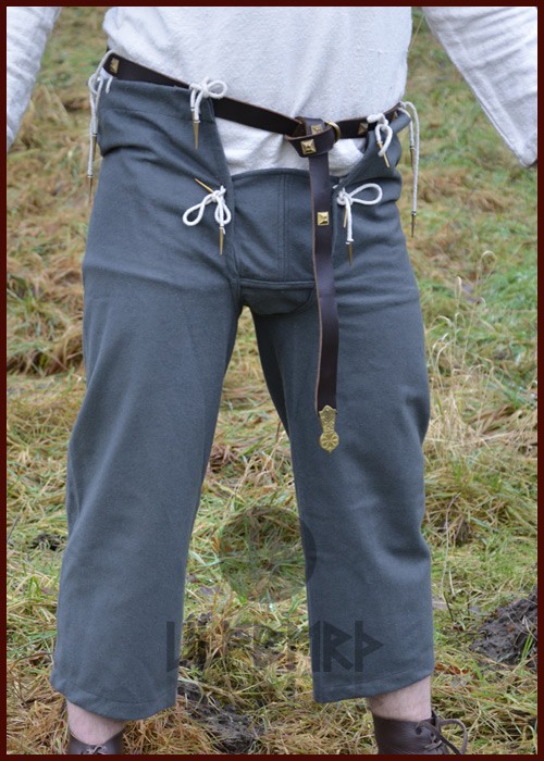 [32059-001] Mittelalterhose aus Wolle mit Nesteln, grau - Spätmittelalter Look von Mittelalter Shopping (M)