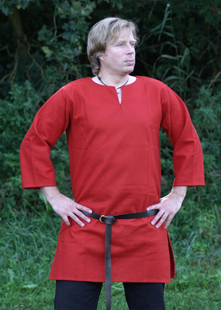 Langtunika aus Wolle Wikinger Tunika rot - Wikingerlook vom Mittelalter Shop