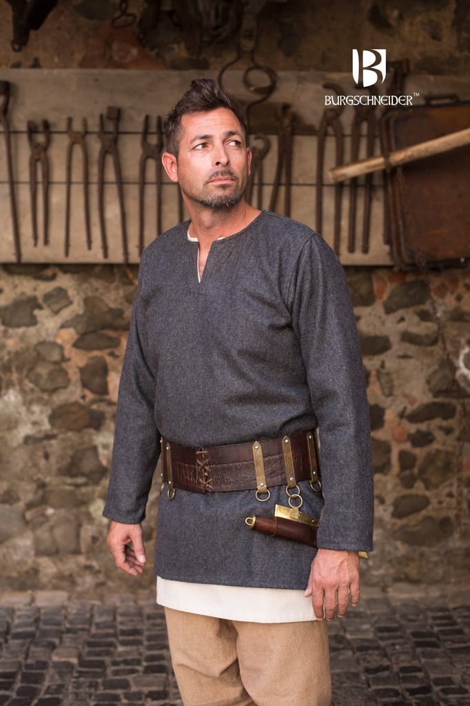 [32211-001] Wolltunika Lodin, Dunkelgrau Mittelalterliches vom Burgschneider (S)