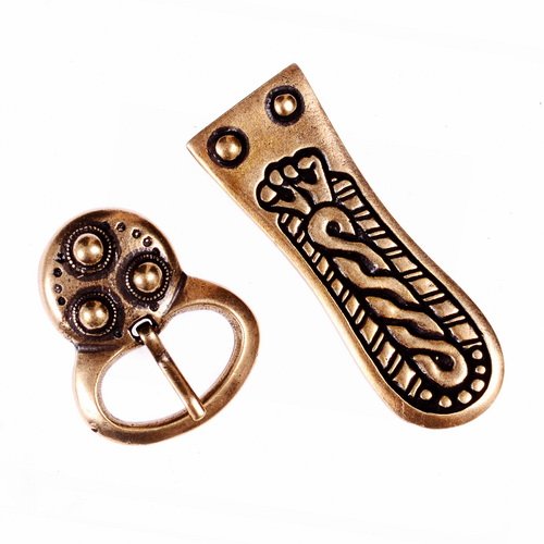 [32236-001] Alamannische Gürtelgarnitur  für 3 cm Gürtel - Gürtel selber machen Zubehör (silber)