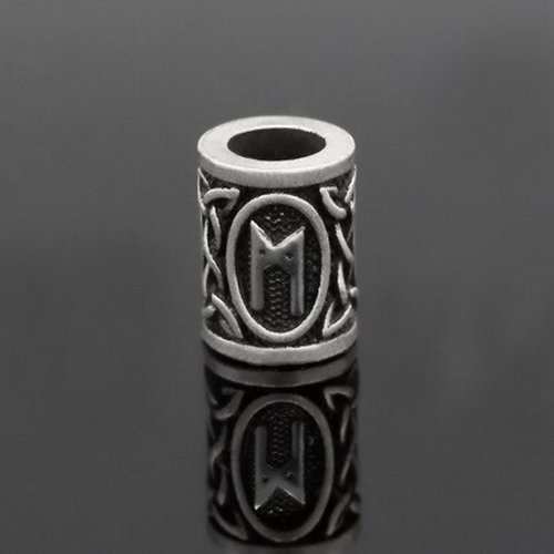 [35157-001] Runen-Perle "Mannaz" - 6 mm Loch - Bartschmuck (messing)