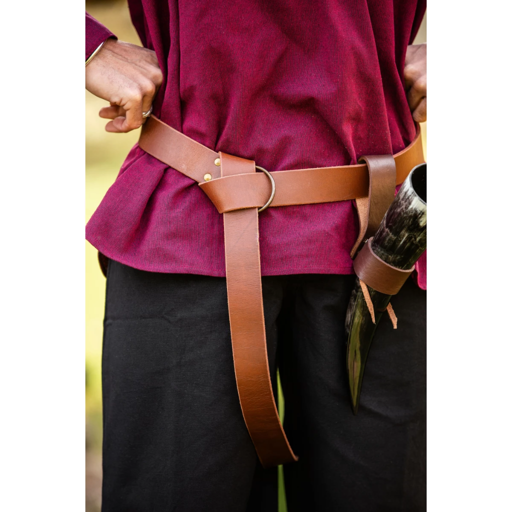 [35227-001] Ringgürtel aus robustem Leder Braun (S 150cm)