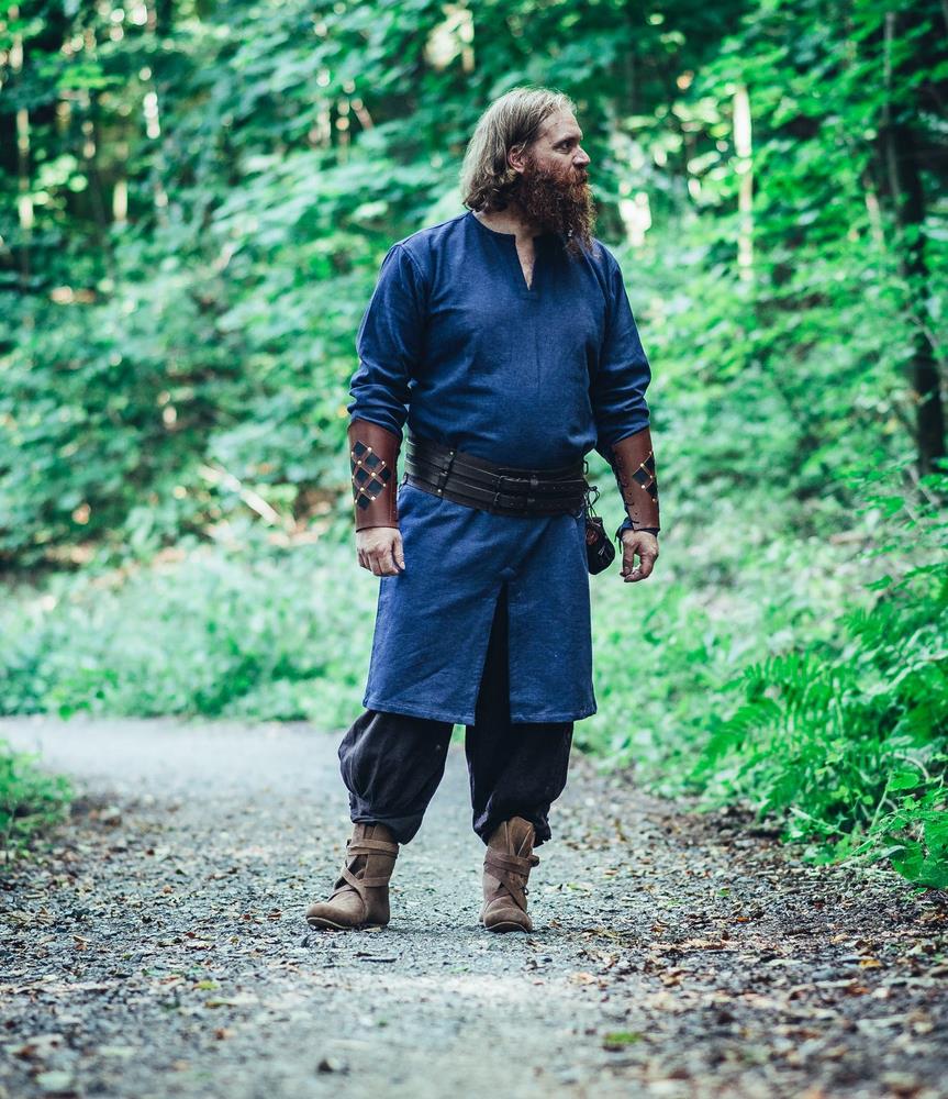 [35291-001] Wikinger Langtunika  "LENNART" blau - Gewand für Mittelalter, Larp und Reenactment (S)