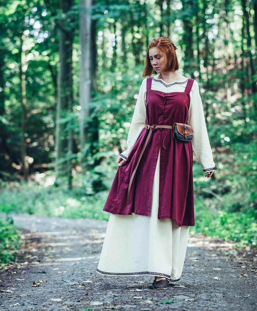 Überkleid 'Inka' rot Schürze Wikinger Gewand - Mittelalter Larp