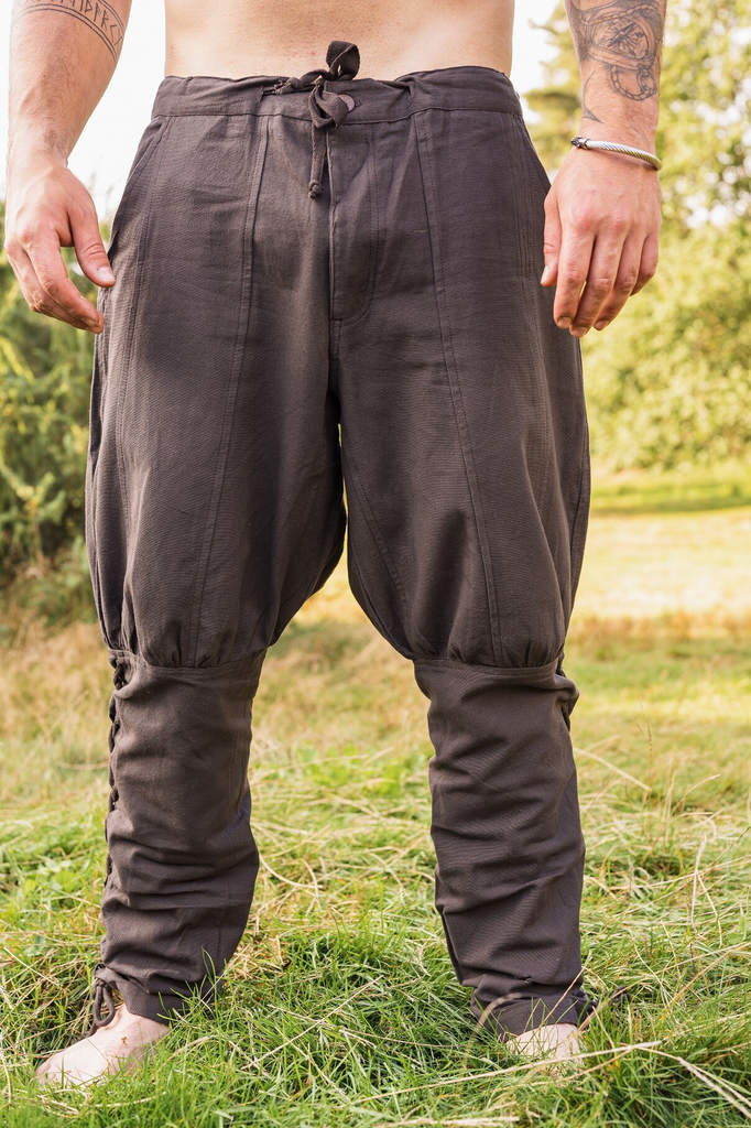 [35322-001] Wikingerhose mit Beinschnürung "Magnus" Braun Baumwolle - Mittelalter Gewand Larp & Reenactment (S)